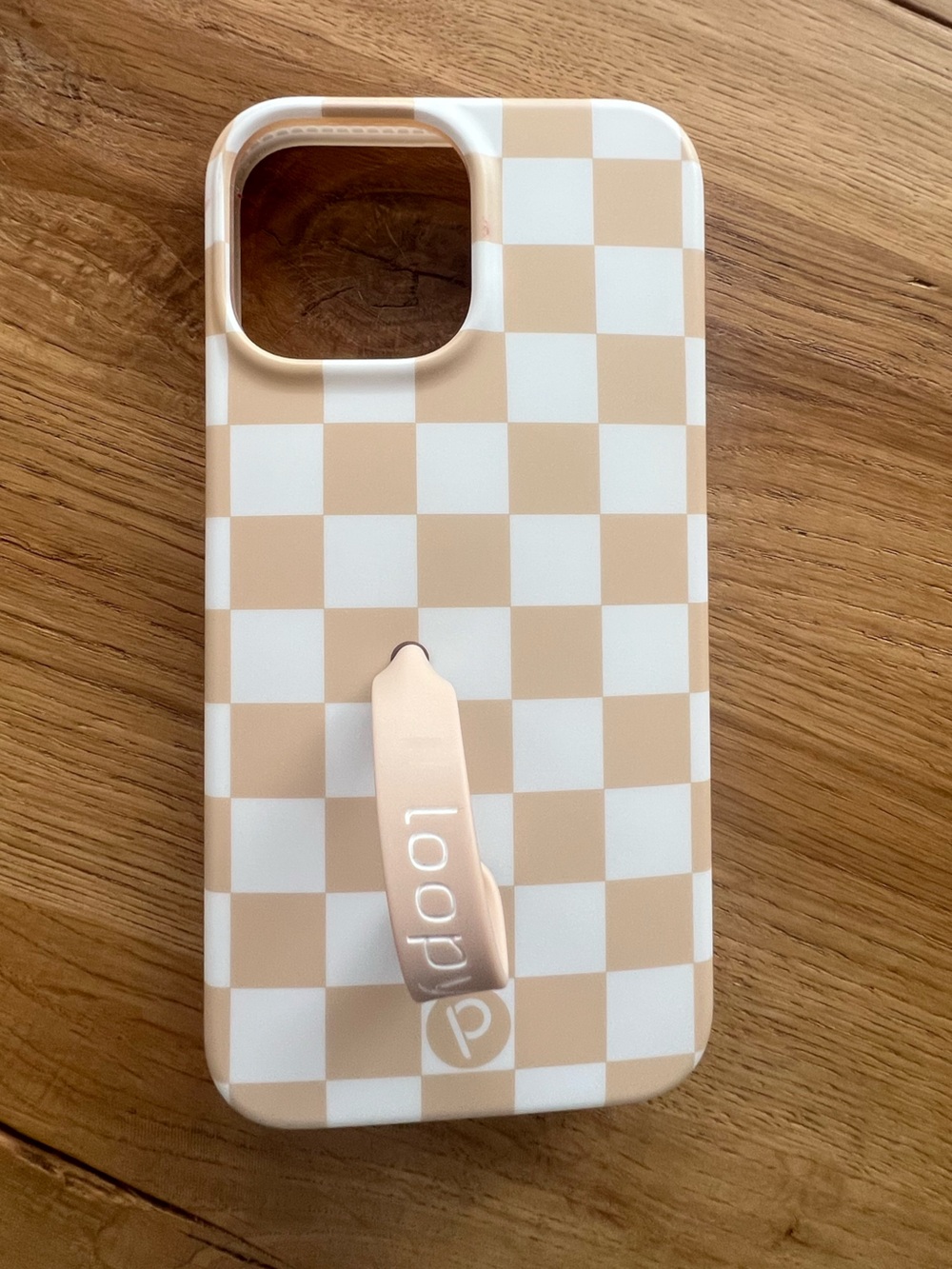 iPhone 13 Pro Max Loopy Case Tan Checkered